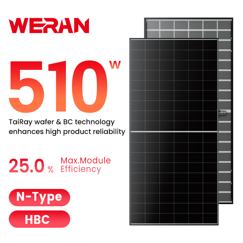 WERAN 495-510W Rückkontakt-Solarmodul für Privathaushalte – OEM-Doppelglas-PV-Modul auf dem Dach für Händler und Installateure